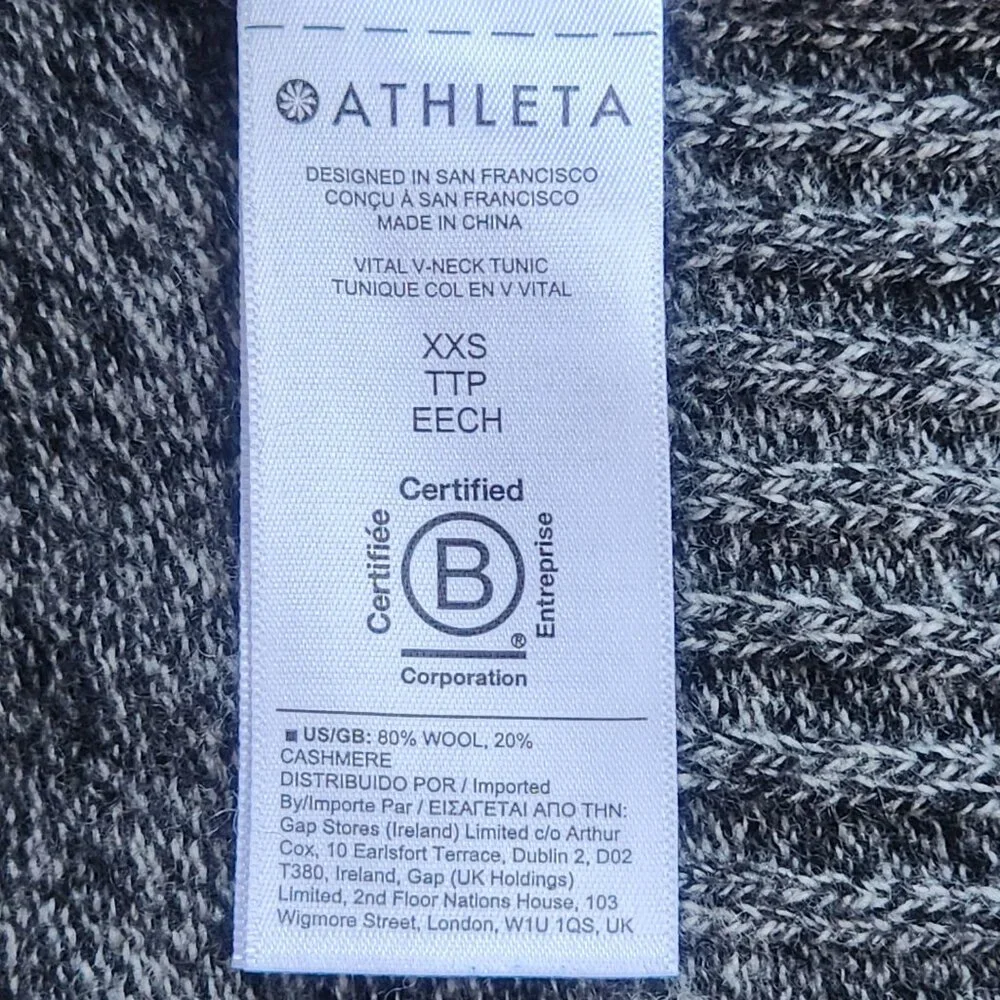 NWOT Athleta Vital V Wool/Cashmere Tunic Sweater Marled Grey - Picture 4 of 12